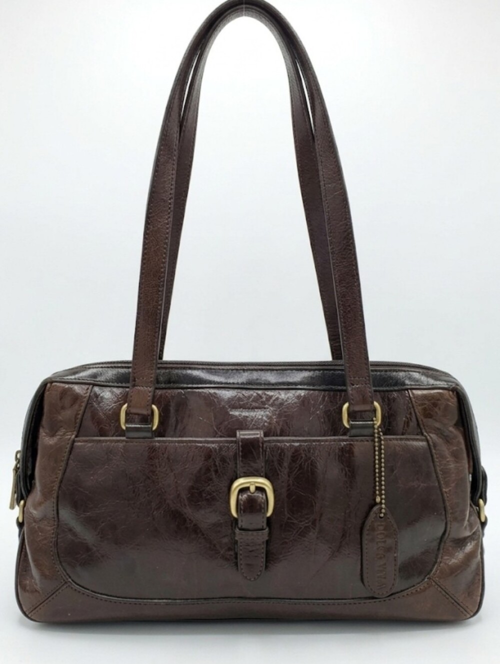 Dolce Vita Dark Chocolate Brown Distressed Leather Satchel Bag • Y2K Boho